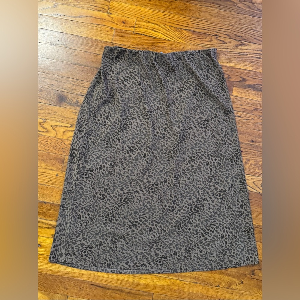 A New Day Black and Brown Animal Print Midi Skirt